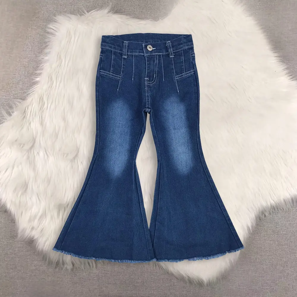 New Clothes Blue Flare Jeans for Girls Denim Pants High Waist Straight Leg Stretchy Comfortable Fit Casual Trousers
