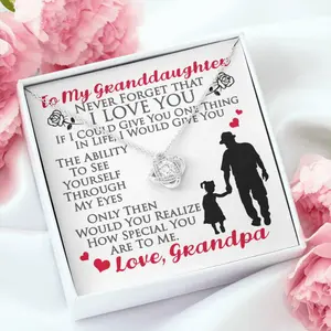 Granddaughter, Beautiful Necklace, A Heartfelt Keepsake From Mom, Dad, Grandparents, Message Card and Box, White Love Knot Necklace Christmas Gifts, Jewelry Gifts, Birthday Gifts