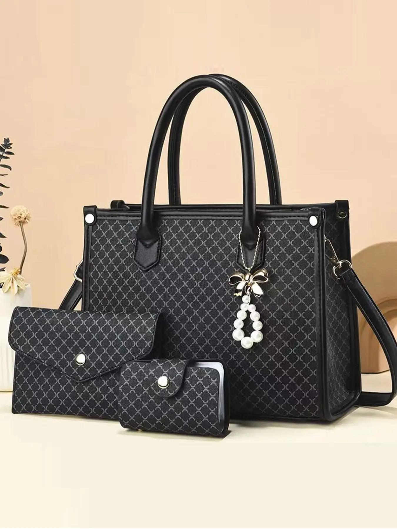 Women's Crocodile Embossed Tote Bag & Wristlet & Wallet, Fashionable Practical Large Capacity Crossbody Shoulder Bag Set for Work & Daily Used, Casual Trendy Versatile Carrying High-quality Daily Commuting Bag