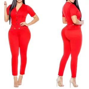R92-15 Colombian red denim jumpsuit
