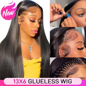 [NEW IN]Yawawe Hair 13x6 Upgrade Transparent Lace Frontal Wear go Glueless Wig with Drawstring Effortless Install Ear to Ear Straight Pre-Cut Pre-Plucked Human Hair for Women Beginnner Friendly