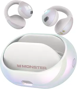 Monster Open Ear AC600 headphones bluetooth, Bluetooth 5.4 Wireless Earbuds with HiFi Stereo, Clip-On Earbuds with ENC Clear Call, 21H Playtime, IPX6 Waterproof Wireless Headphones for Exercise Sport Outdoor