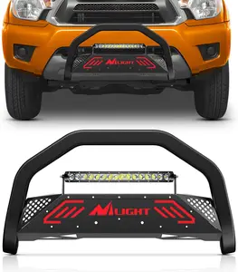 Nilight Bull Bar with Light Bar&License Plate Hole Compatible with Toyota Tacoma 2005-2015 Truck Brush Guard, Front Bumper Push Bar w/Grille Skid Plate Light Mount, Off Road Lights, Car Led Lights