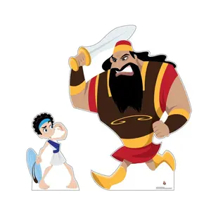 212 MAIN Single-Side Self-Standing David & Goliath Cardboard Cutout Set, 60x45 in. Large Party Props, Kids' Party Photo Prop, Home Decor