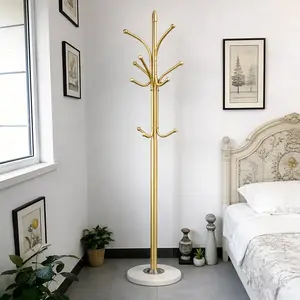 Freestanding Coat Rack with 12 Hooks, Heavy Duty Metal Coat Tree with Marble Base, Space Saving Clothes Stand for Entryway & Bedroom