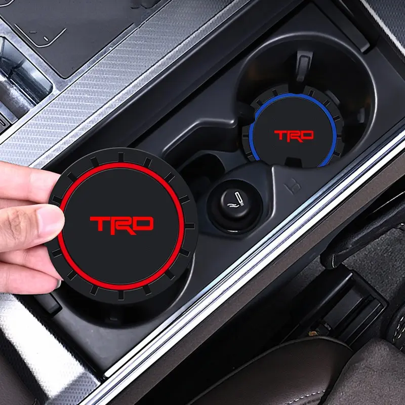 2pcs Silica Gel Material Car Interior Cup Holder Anti-Slip Insert, Easy Installation Coaster Mat for Toyota Trd, Gr 86, Supra, Yaris, Rav4, Trd Pro, Car Essentials, Car Auto Accessory, Car Accessories
