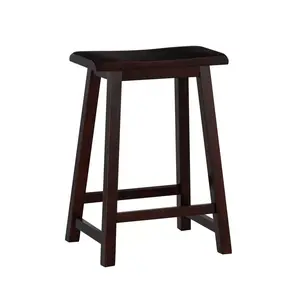 24" Saddle Counter Height Barstool Wood Brown - Linon