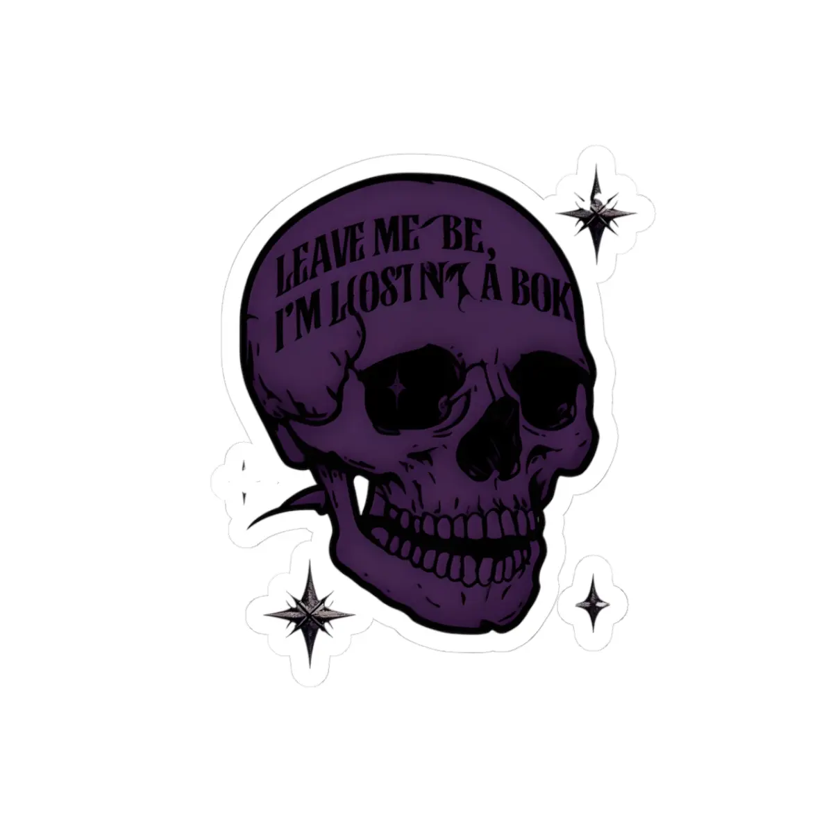 Purple Skull Kiss-Cut Stickers, Goth Aesthetic Stickers, Book Lover Gift, Macbook Decor, Unique Planner Stickers