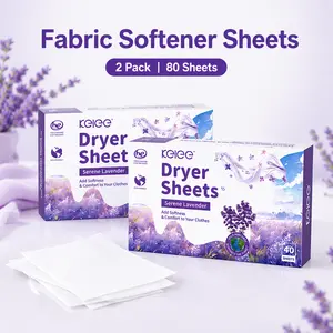 KEICE Scented Fabric Softener Dryer Sheets, 2-Pack (80 Sheets Total), Lavender or Ocean Scent, Reduces Static, Softens Clothes for Home Laundry Use