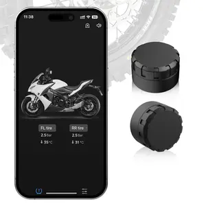 Moman Motorcycle Tire Pressure Monitoring System,Upgraded Version Motorbike TPMS Sensors Set of 2,Tire Pressure and Temperature Alarm, Wireless Tire Pressure Sensor, Support iOS & Android