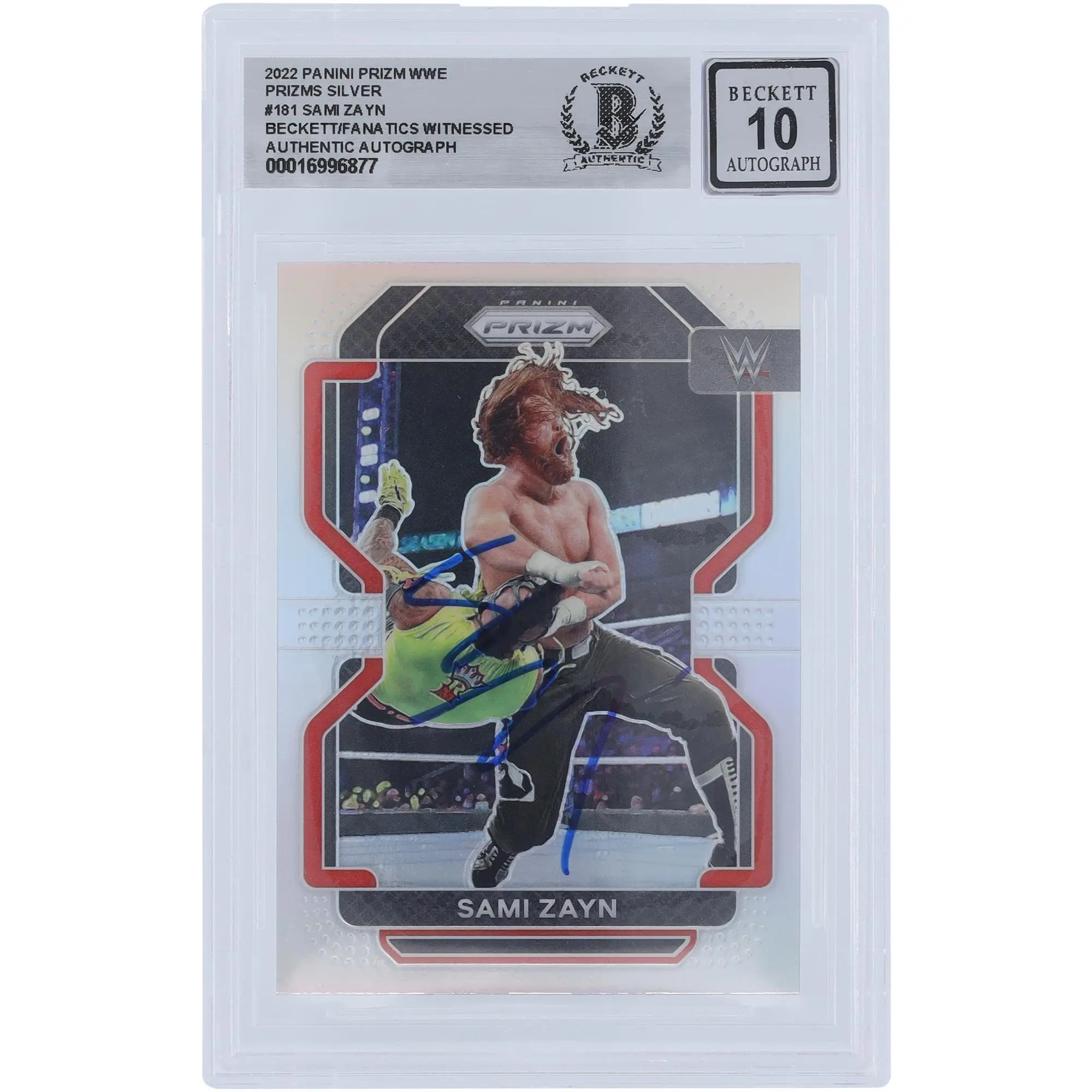 Sami Zayn WWE Autographed 2022 Panini Prizm Silver Prizm #181 Beckett Fanatics Witnessed Authenticated 10 Card - Fanatics Authentic Certified