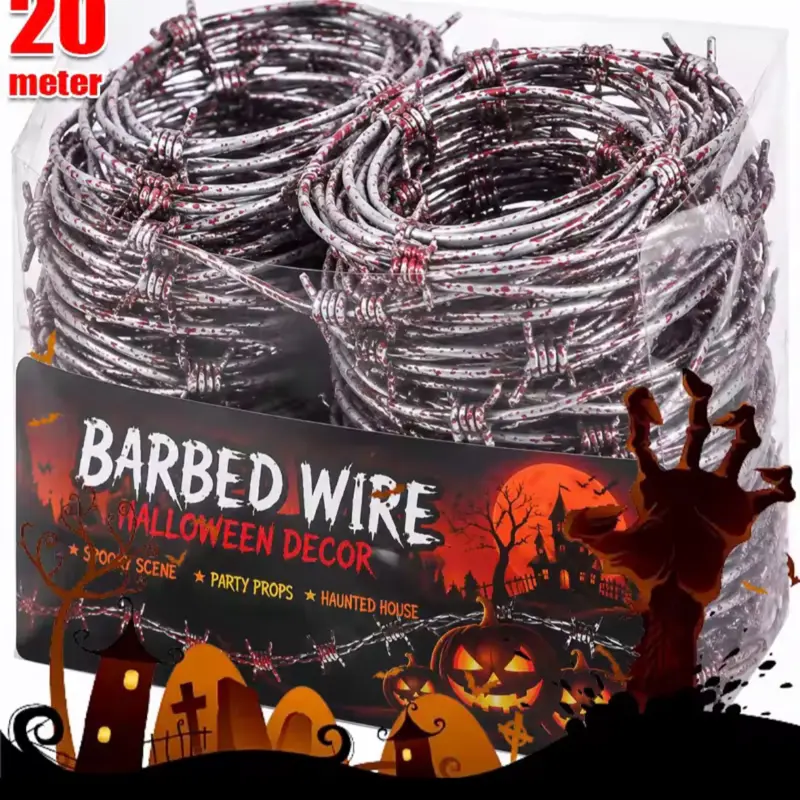 Barbed Wire Halloween Prop for Fence Decoration Simulation Fake Barbed Wires Haunted House Party Favor Backgroun Spooky Ornament
