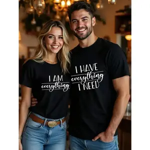 Couple's Short-Sleeve Casual Round Neck Sports Tops & Clothes - Valentine's Day Gift for Partners, Stylish Interactive Love Message Prints, Versatile Easy-to-Pair Athletic Wear