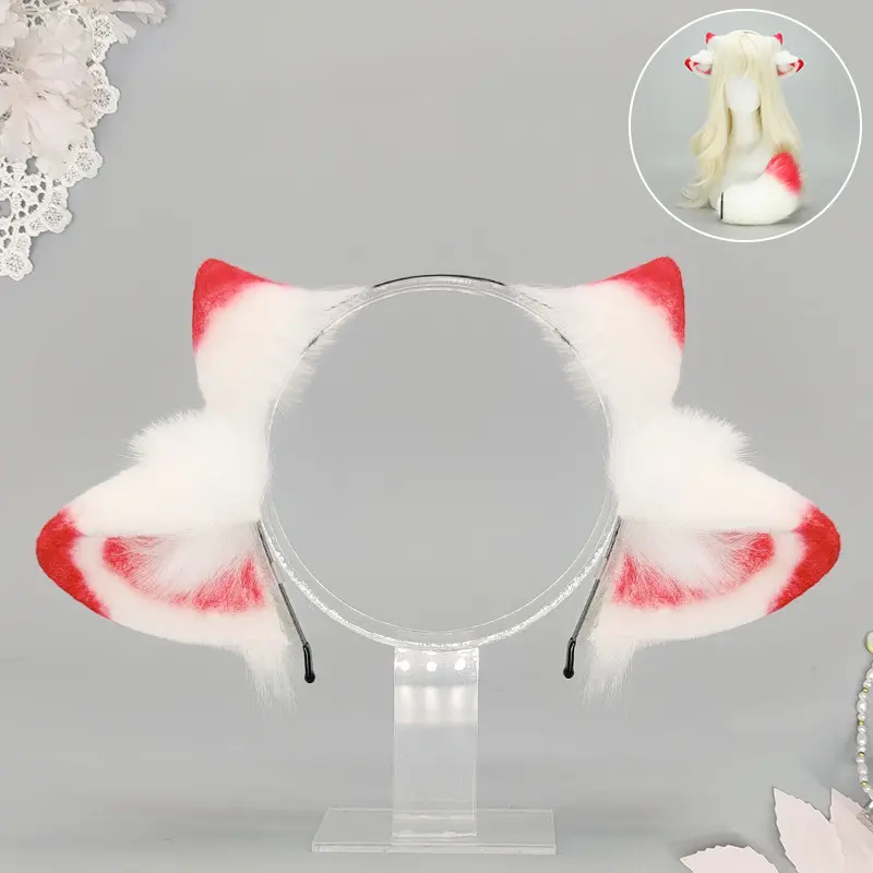 Sheep Ears & Beast Ears Hair Hoop Set with Adorable Tail Plush Material for Cosplay Comic Halloween Girls' Gifts Animal Mask Animal Head Mask