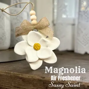 Sassy Saint Magnolia Flower Freshie-Made to Order-Premium Air Freshener for Car, Home, or Small Space Handcrafted with Unique Designs Long-lasting Fragrance 4-8 Weeks-Southern -Vintage Style