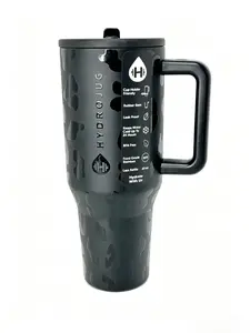 HydroJug 40oz Stylish Printed Black Leopard Insulated Stainless Steel Travel Tumbler - Portable Water Bottle Flask with Handle & Flip Straw, Leak-Proof, Cup Holder Friendly, Keeps Cold 24H for Office & Car