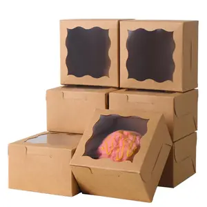 150Pcs Cookie Boxes with Window, 4x4x2.5 Inches Brown Bakery Boxes Pastry Container Bulk for Small Cookies, Treats and Desserts - Home Improvement.