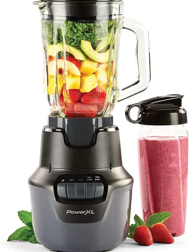 PowerXL Boost Blender, 4 Speed, 800 Watts, 48-oz Glass Jar, Black