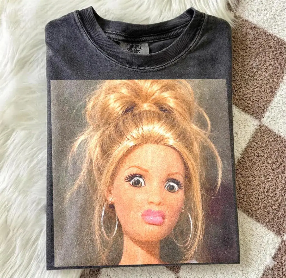 Shocked Funny Doll Face Graphic T-Shirt, Sarcastic Humor Tee, Disgusted Doll Sarcastic Ironic Shirt, Women Funny Joke Tee, Meme Doll Tee, Layer-Friendly, Works in Any Weather, Vintage Fashion, Classic Styles for Everyone