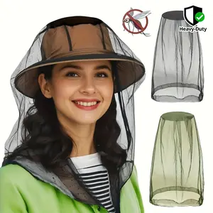 2 pieces of super-sized mosquito nets with mask attachments, ideal for fishing, hunting, outdoor, to protect against insects, mosquitoes, secure fit for most hats, easy to clean and maintain, perfect for camping, hiking, Safety