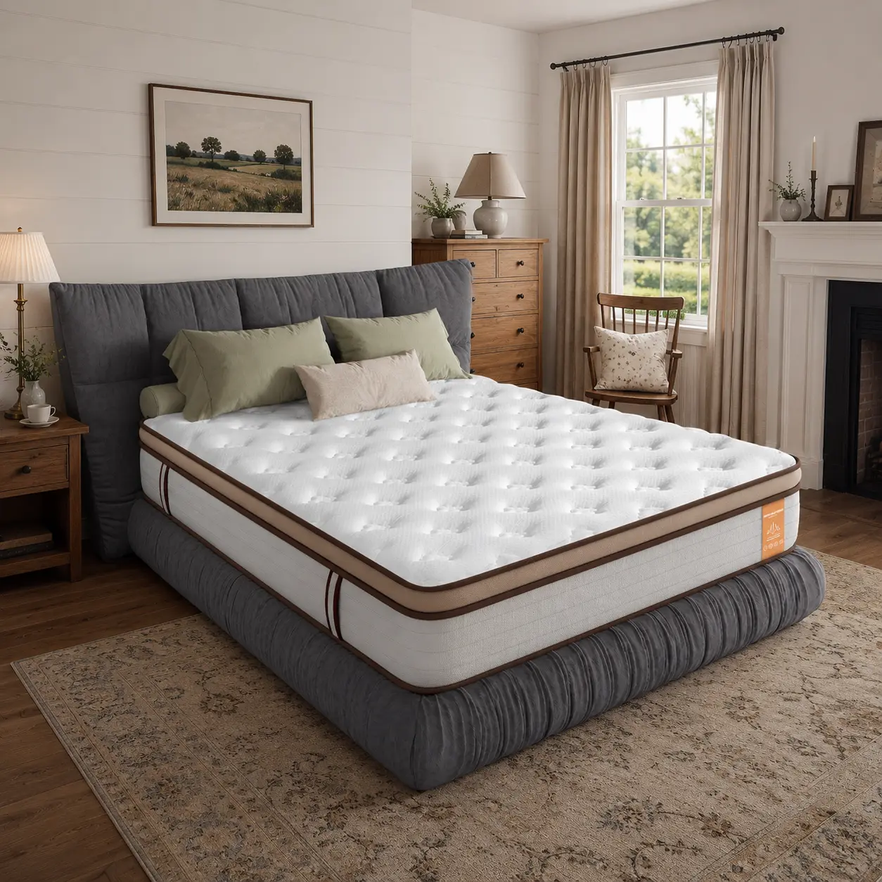 【Summer vibes】YaJun Independent pocket spring mattress, cooling gel memory foam European-style thickened layer mattress, medium-firm support country bedroom mattress, pressure relief, quiet operation, interference reduction, single package direct shipping