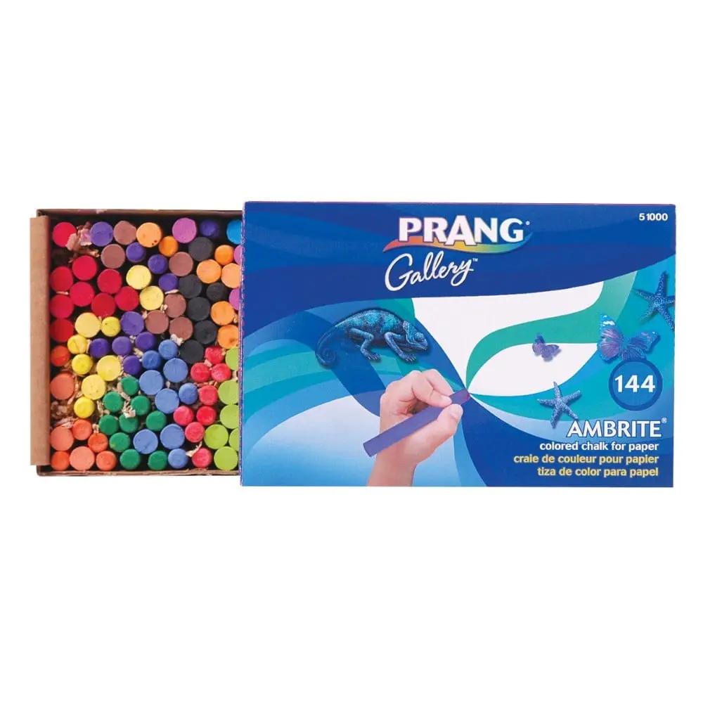 Prang Ambrite Non-Toxic Soft Colored Drawing Chalk, Model 001314, Set of 144 - Office Stationery Writing & Correction Tool for Paper Use, Soft Chalk