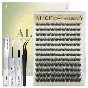 ALICE Fuzz Lash Clusters Kit 9-16mm CD Curl Eyelash Clusters Kit DIY Thin Band Individual Lashes Makeup Cluster Eyelash Extensions Cosmetic