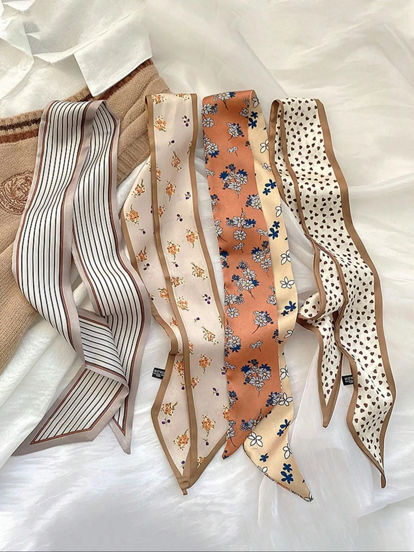 Women's Elegant Ditsy Floral & Heart & Striped Pattern Hair Band, Casual Versatile Hair Accessories for Daily Wear, Minimalist Headwear Suitable for T