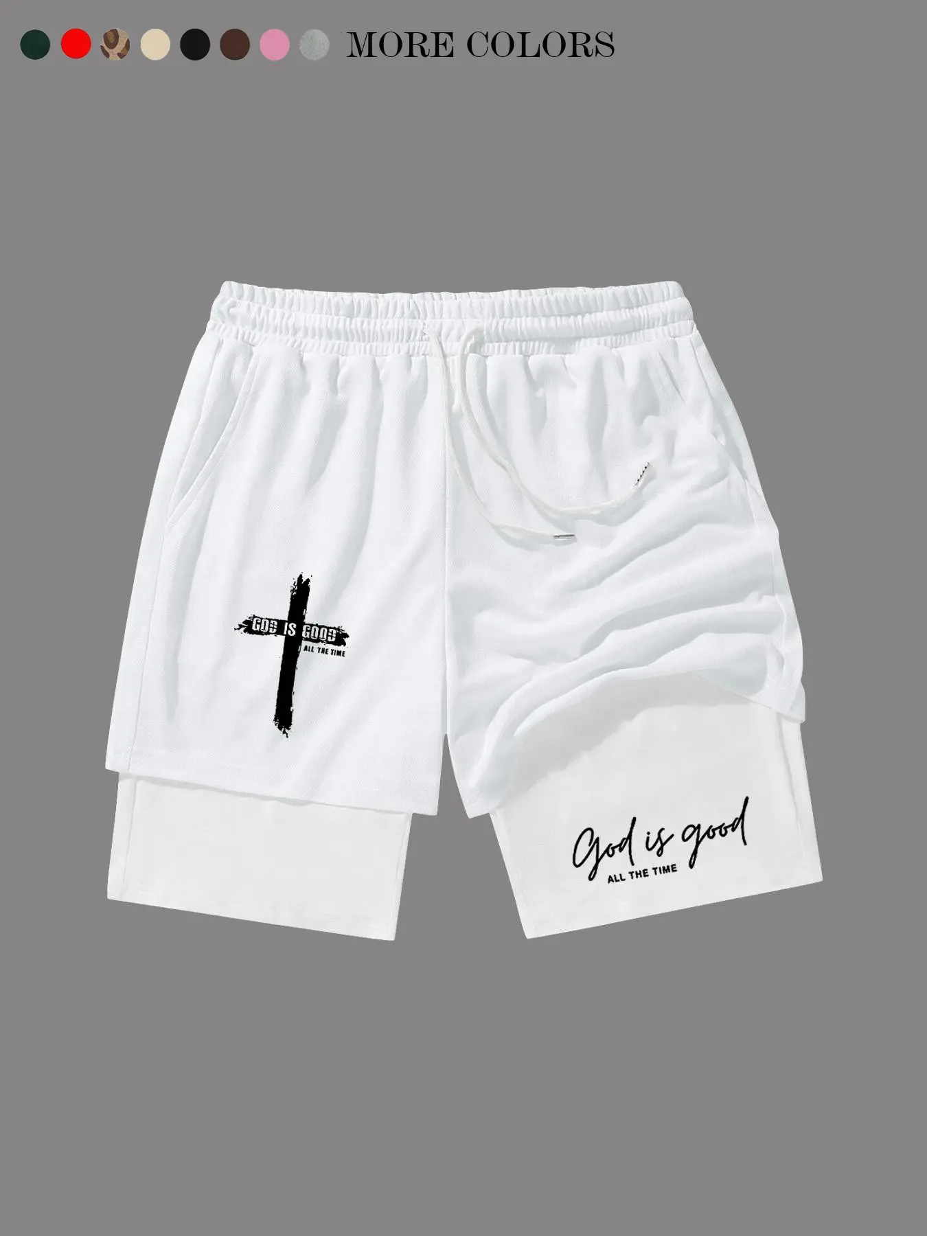 Teen Boys God Is Good Print Drawstring Waist Shorts, Multifunctional Casual Mesh Shorts, Spring Summer Clothing, Perfect Gift for Boyfriend