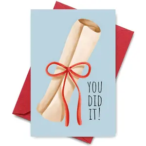 Cherished Graduation Congrats Card - Perfect Gift for Graduates, Unique 'You Did It' Message with Scroll Design, Ideal for Graduation Celebrations & Gifts