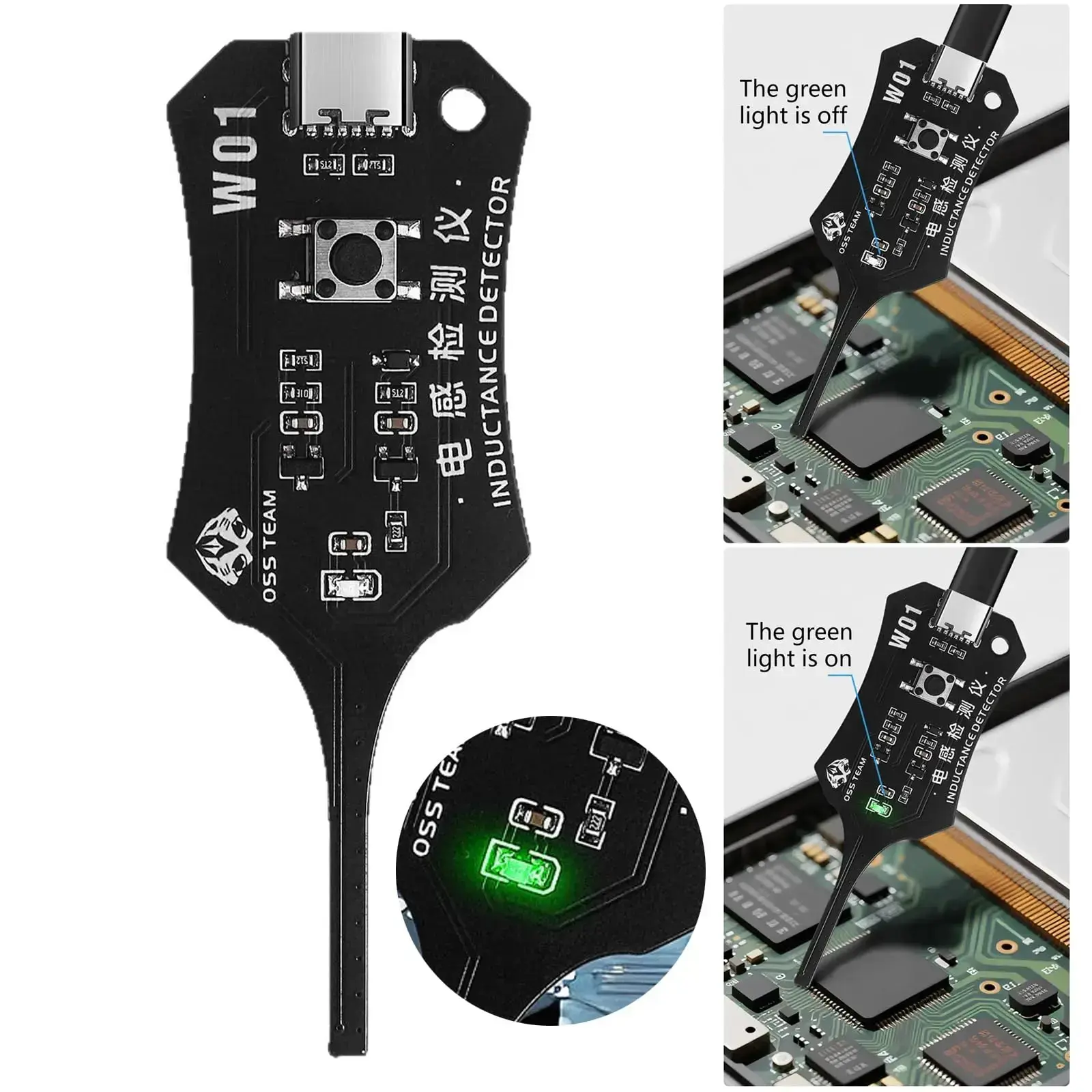 Type-C Inductive Tester - Electrical Measuring Tool for PCB Coils, Electronic Boards, Mobile Phone Component Repair, OSS Electromagnetic Inductive Test & Non-Contact Detection Circuit Testers, Tools and Gadgets measurement instrument