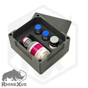 Quad Vial Case 3mL(2), 5 or 10mL and 30mL Hospira Bac Water For Peptide, Medical Storage and Organizer with Magnetic Lid