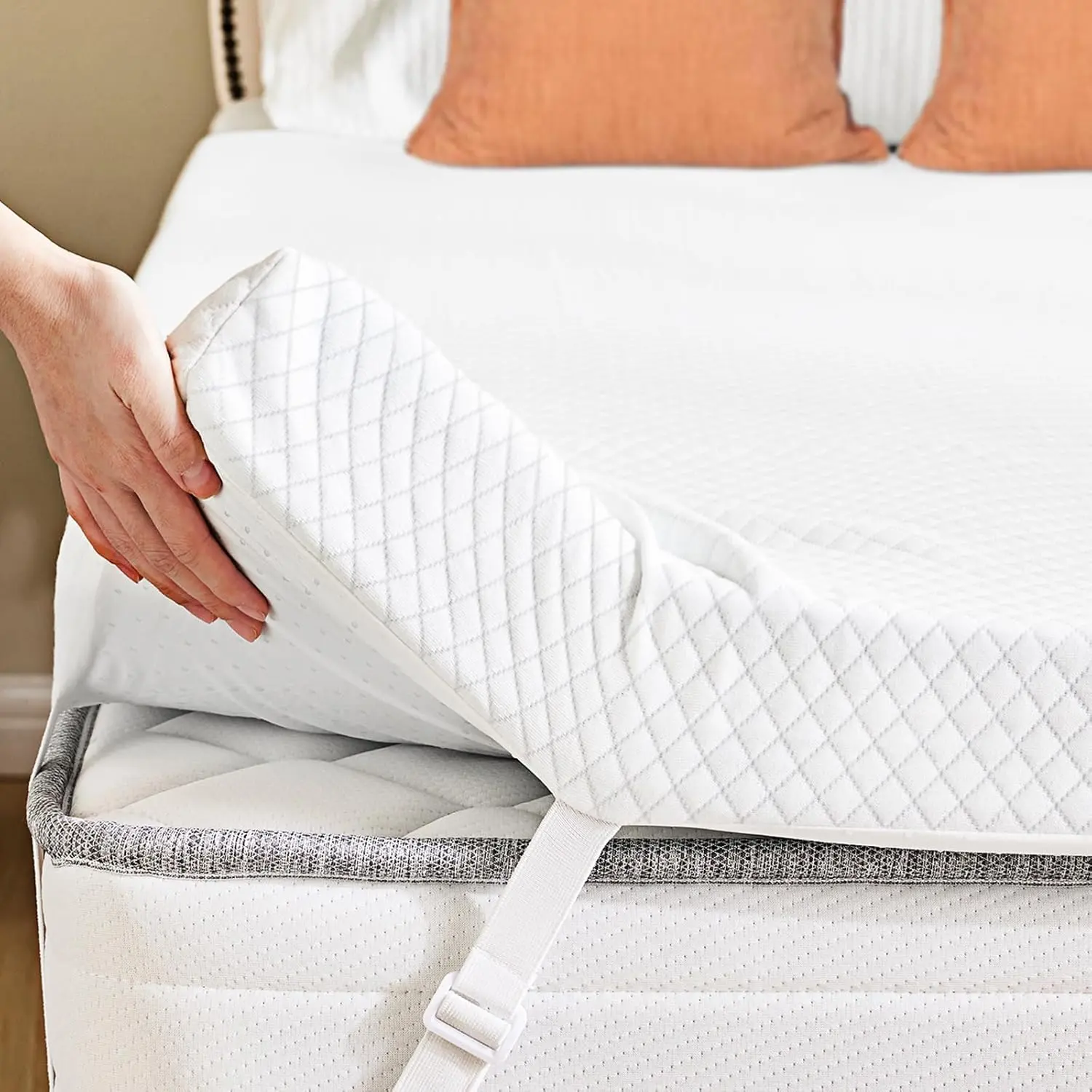3 in Gel Infused Cooling Memory Foam Mattress Topper Full Size with Removable Polyester Fabric Cover, Adjustable Anchor Straps, Foldable Pad for Bed, Sleeper Sofa, CertiPUR-Certified (assumed completion of "Certi" to common CertiPUR-Certified for clarity)