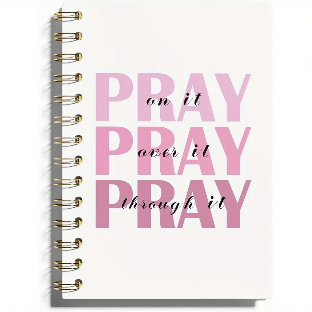 Pray on It Pray over It Pray Through It Lettering Notebook, Spiral Coil Notebook, 50 Pages Daily Prayer Journal, Daily Devotional Journal, Christian Journal, Christian Notebook for Women, Church Notes Journal