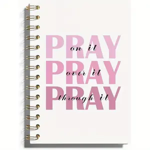 Pray on It Pray over It Pray Through It Lettering Notebook, Spiral Notebook, 50 Pages Daily Prayer Journal, Daily Devotional Journal, Christian Journal, Christian Notebook for Women