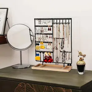 5 Tier Earring Holder with Wooden Tray, Multilayer Storage, 1 Count Summer Jewelry Organizer Storage Holder, Modern Trendy Multifunctional Jewelry Storage Display Rack, Summer for Gift, Unique Furniture for Bedroom, Accessories Box