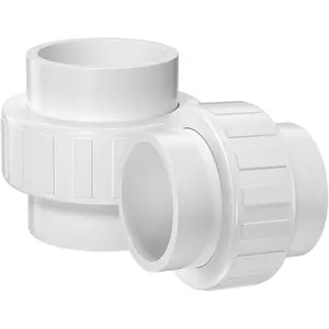 2 count PVC Union Coupling 2Inch, Furniture Grade PVC Union Pipe Fittings with EPDM O-Ring, White Slip PVC Union Coupling Adapter Schedule 40 for Irrigation, Pool &  System, indoor Plumbing Project
