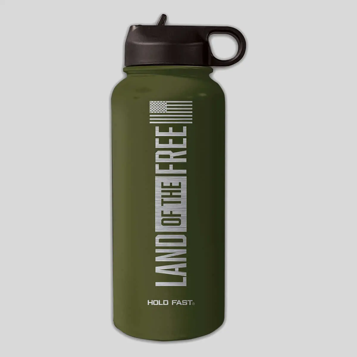 HOLD FAST Military Portable Vacuum Water Bottle - 32 oz, Dual-Walled Stainless Steel, Flip-Up Straw Mouthpiece, Tumbler for Home, Gym, Hand Wash Only