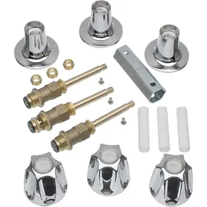 Bathtub and Shower 3-Handle Remodel/Rebuild Trim Kit for Price Pfister Verve Faucets Knob Handle Replacement Chrome (39619)