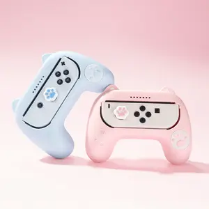 Geekshare Cat Ear Grips For Nintendo Switch Joy-Con 2PCs  with Thumb Grips Cap Controller Accessories Gaming Items