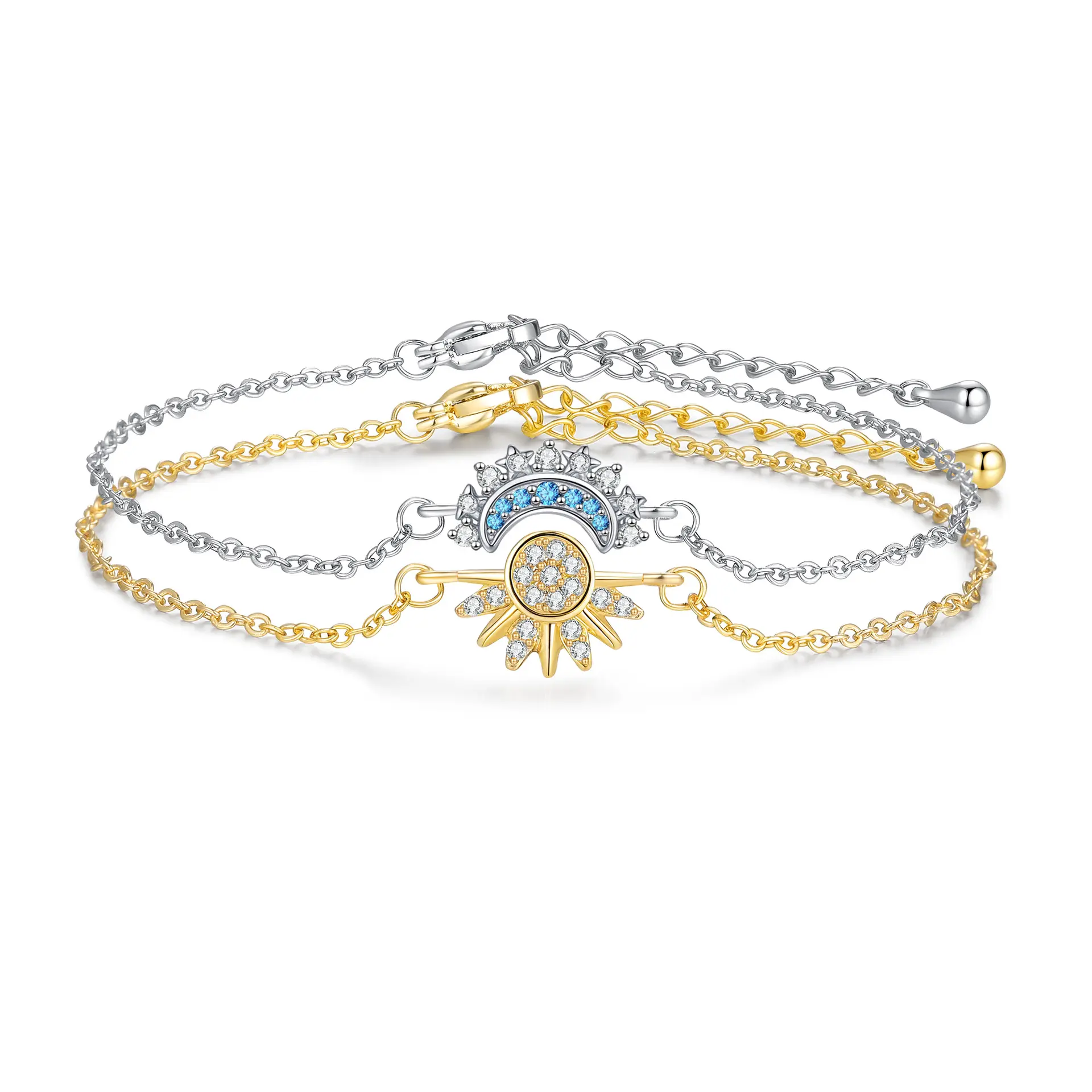 Sun & Moon Couple-Themed Matching Bracelet Set, New-Style Fashion Costume Jewelry, Statement Bracelets & Bangles with Charms for Daily Wear, Girlfriend Gift, Matching Bracelets & Bangles, Moon And Sun Charms Bracelets & Bangles