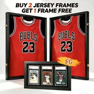 【Buy 1 Get 1 Free Card Frame】-CRDC  Jersey Frame Display Case Shadow Box Lockable with UV Protection for Baseball Basketball Football Soccer Hockey Sport Shirt