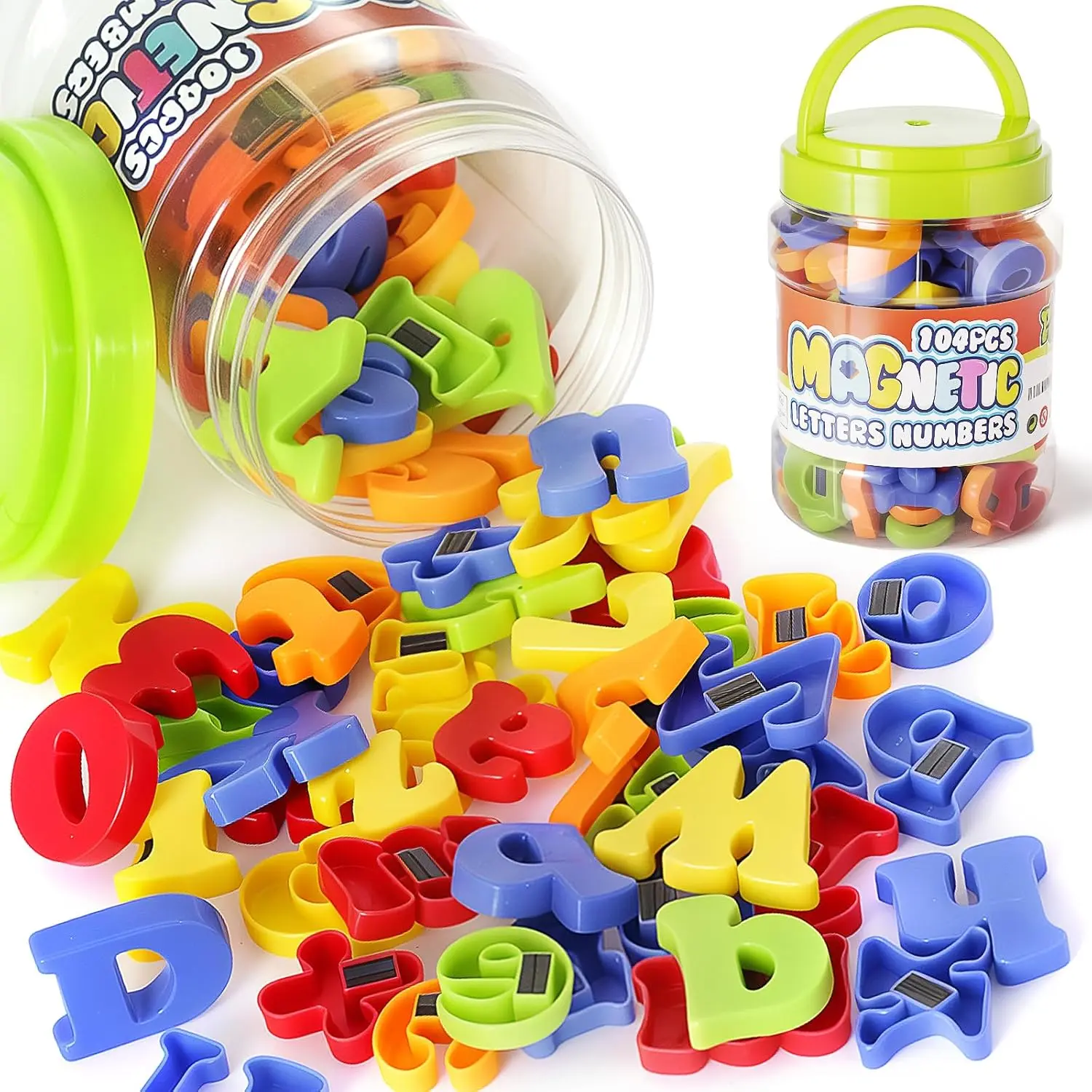 104 PCS Magnetic Letters and Numbers for Kids Uppercase & Lowercase ABC Alphabet with 123 Numbers Educational Refrigerator Magnets Preschool Learning Toys Math & Spelling Game Homeschool Classroom Gift for Toddlers