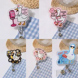2D [2D Flat]1pcs Fun Creative Badge Reel Retractable,Lightweight Name Badge Clip with Belt Clip Ideal for Nurses, Workers, Doctors, RNs, CNAs, Playful Badge Design | Durable Badge Holder, 2D Flat