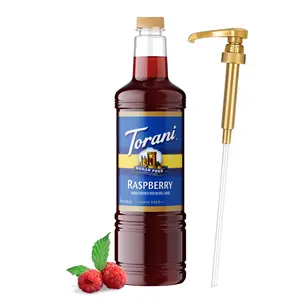 Torani Sugar Free Raspberry Syrup 1 Liter Bottle with Pump Dispenser - Zero Sugar, Zero Calories, Keto Friendly, Gluten Free Sweet & Tart Raspberry Flavor for Coffee, Lemonade, Cocktails & More