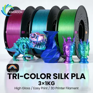 【Visual Series】KINGROON Three-Color PLA, 3 × 1 kg — Ultra-bright color‑changing 3D printing material, diameter 1.75 mm ±0.02 mm, suitable for dragon models, art, and display models