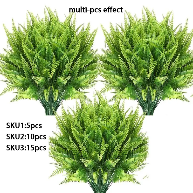 Realistic artificial Boston ferns, natural appearance, UV-resistant and non-fading green plants, durable tropical rainforest green leaves, suitable for indoor and outdoor hanging baskets, windows, balconies, porches, and supermarkets