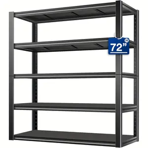 48"W x 24"D x 72"H Heavy Duty Industrial Metal Shelving Unit - 5-Tier Adjustable Steel Storage garage Shelves with Floor-Mounted Design, 3000lb Capacity, Cold-Rolled Steel Construction & Powder-Coated Rust-Resistant