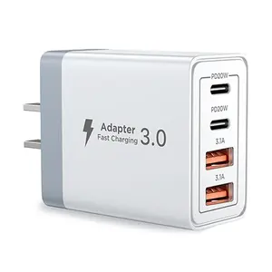 40W USB C Wall Plug 4 Port Fast Charging PD 3.0 Multi Port Type C Adapter for iPhone Apple Samsung Galaxy S24 Ultra S24 Cellphone Electronic