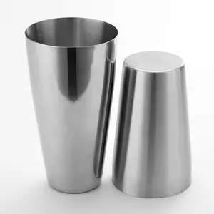 Professional stainless steel cocktail shaker set, including 20 ounce unweighted and 28 ounce weighted shakers, an advanced tool for bar bartenders